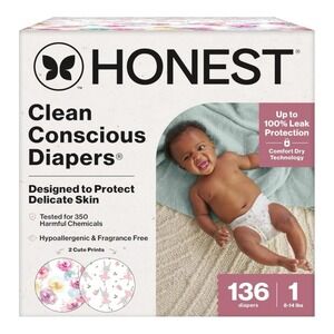 Honest - Clean Conscious Diapers (Size 1) - Baby Diapers 136 Count